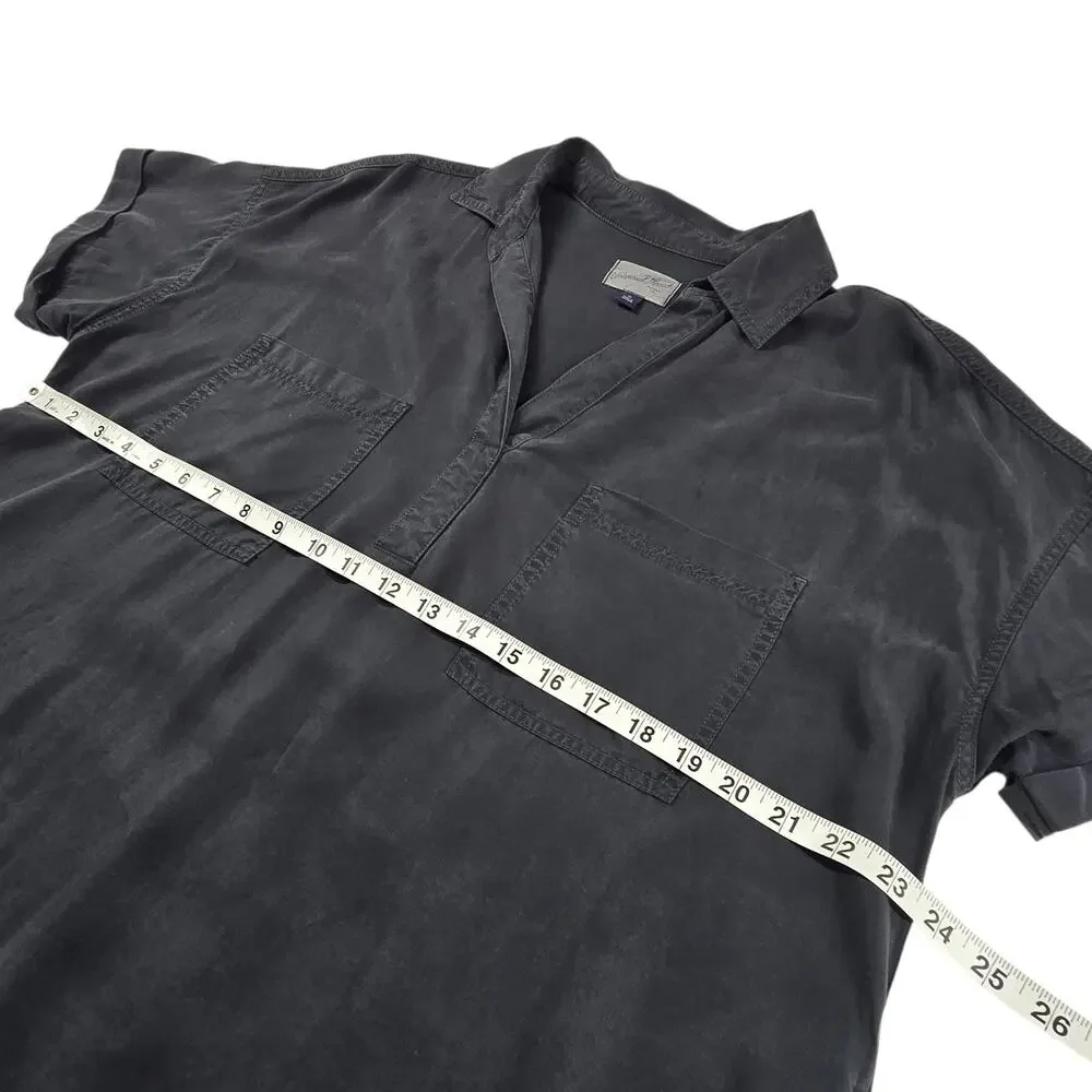 Universal Thread Shirt Dress XL Pockets Charcoal Black Shift Knee Length Lyocell - Picture 8 of 10